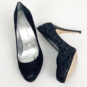 Ivanka Trump Black and Glitter Heels